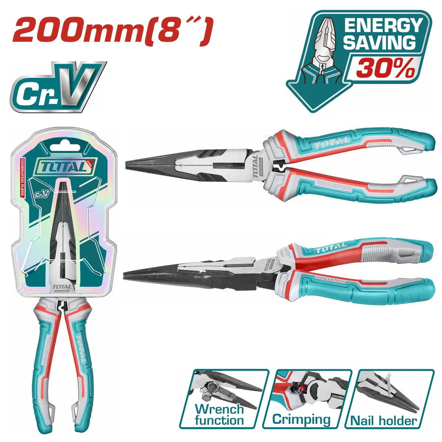 TOTAL THT220806S 8" High Leverage Long Nose Plier Total